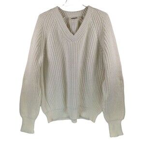 Guideboat Co Sweater Chunky Knit Cotton Thick Ivory Cream Womens XL